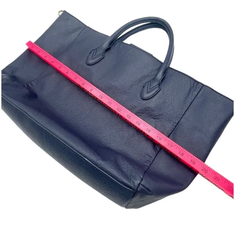 B-low-the-Belt Mila pebbled leather large bucket tote bag navy blue